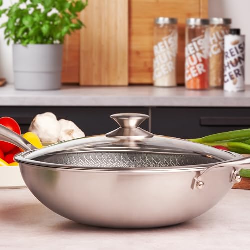 Reishunger Wok ze stali nierdzewnej | Średnica 32 cm | Ze szklaną pokr - obrazek 7