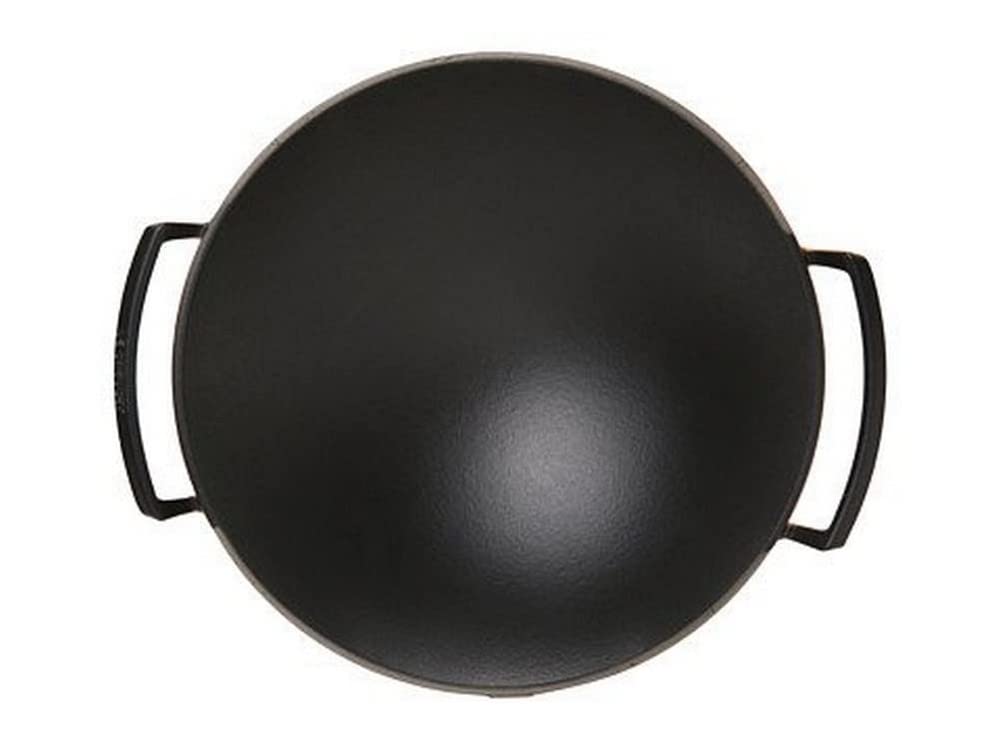 Wok żeliwny Le Creuset 36 cm 45 l z pokrywką szklaną - wulkaniczny - obrazek 2