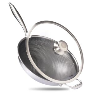 Reishunger Wok ze stali nierdzewnej | Średnica 32 cm | Ze szklaną pokr