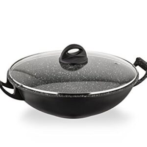 Wok/Cop granitica 32 C - Wielofunkcyjna patelnia do smażenia - Granitowa powłoka - 32 cm