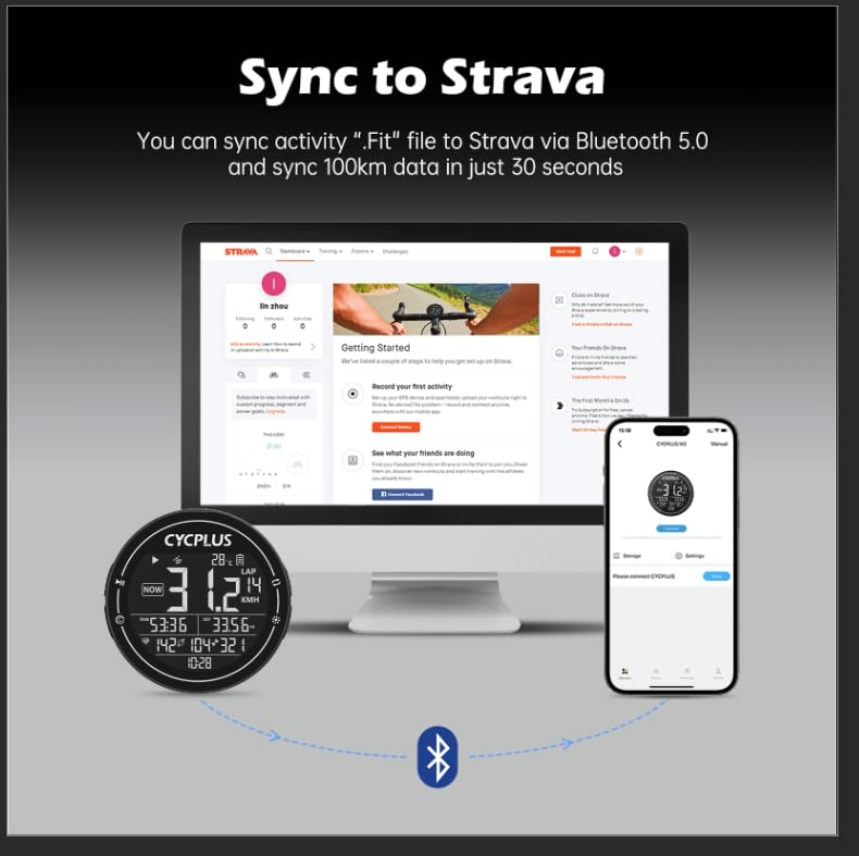 CYCPLUS Bezprzewodowy komputer rowerowy, GPS, bezprzewodowy prędkościo - obrazek 3