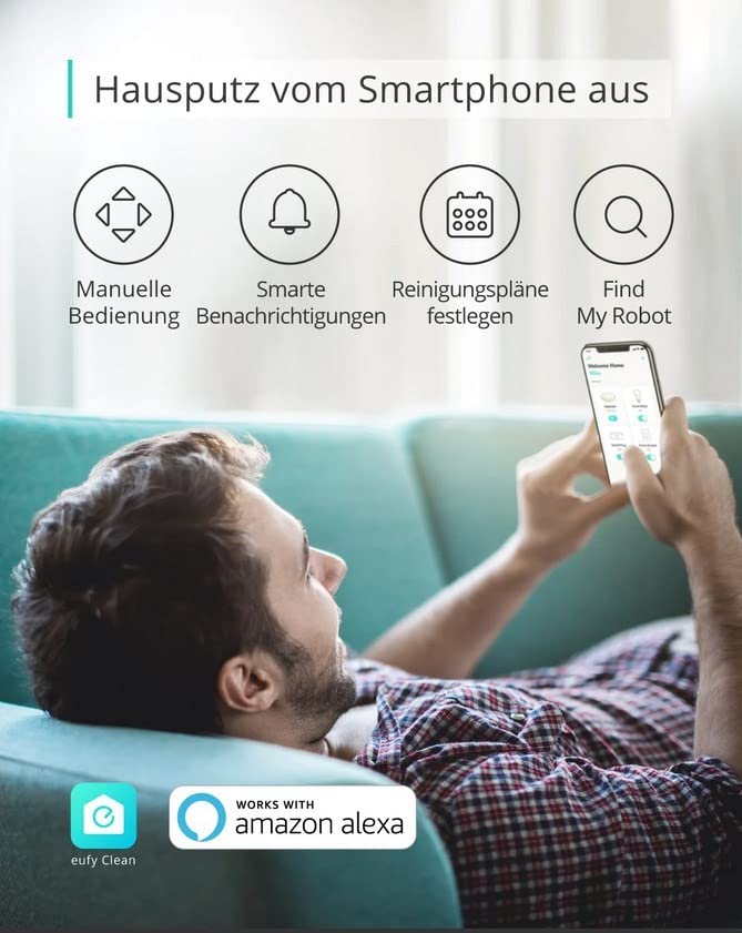 Eufy by Anker RoboVac 15C Robot Vacuum Cleaner z funkcją WLAN - Moc ssania 1300Pa, Cicha praca, Samodoładowujący się odkurzacz - obrazek 2