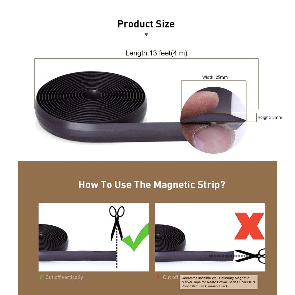 Paski graniczne magnetyczne do robotów sprzątających Neato Shark ION IQ, Eufy, Xiaomi - czarne - obrazek 3