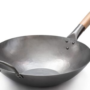Craft Wok 731W316 ręcznie młotkowany wok ze stali węglowej z drewniany