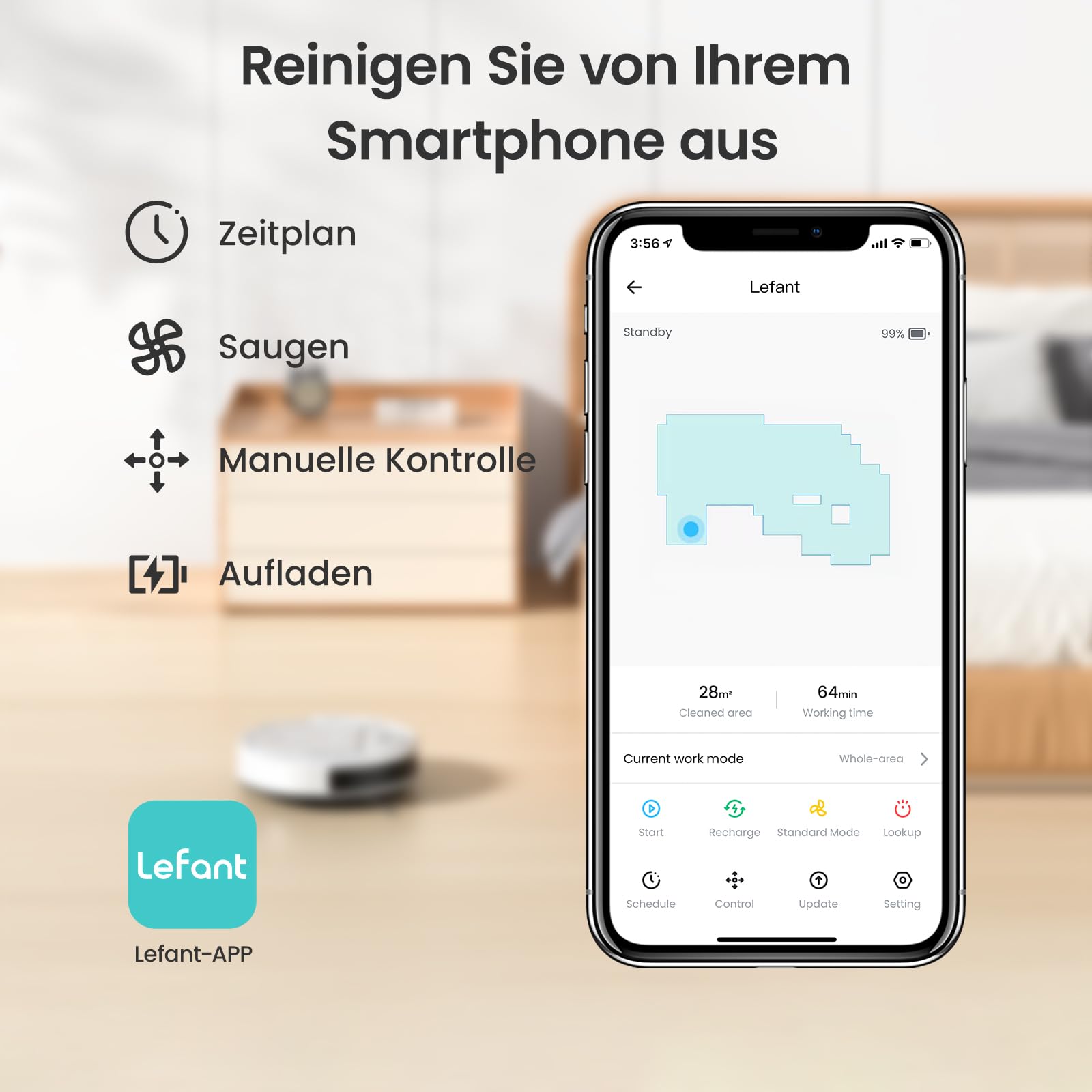 Robot odkurzający LEFANT 79 mm sterowany aplikacją, cicha praca, kompatybilny z Alexa, profesjonalna dysza ssąca, idealny do sierści zwierząt - SEO optymalizacja - obrazek 7