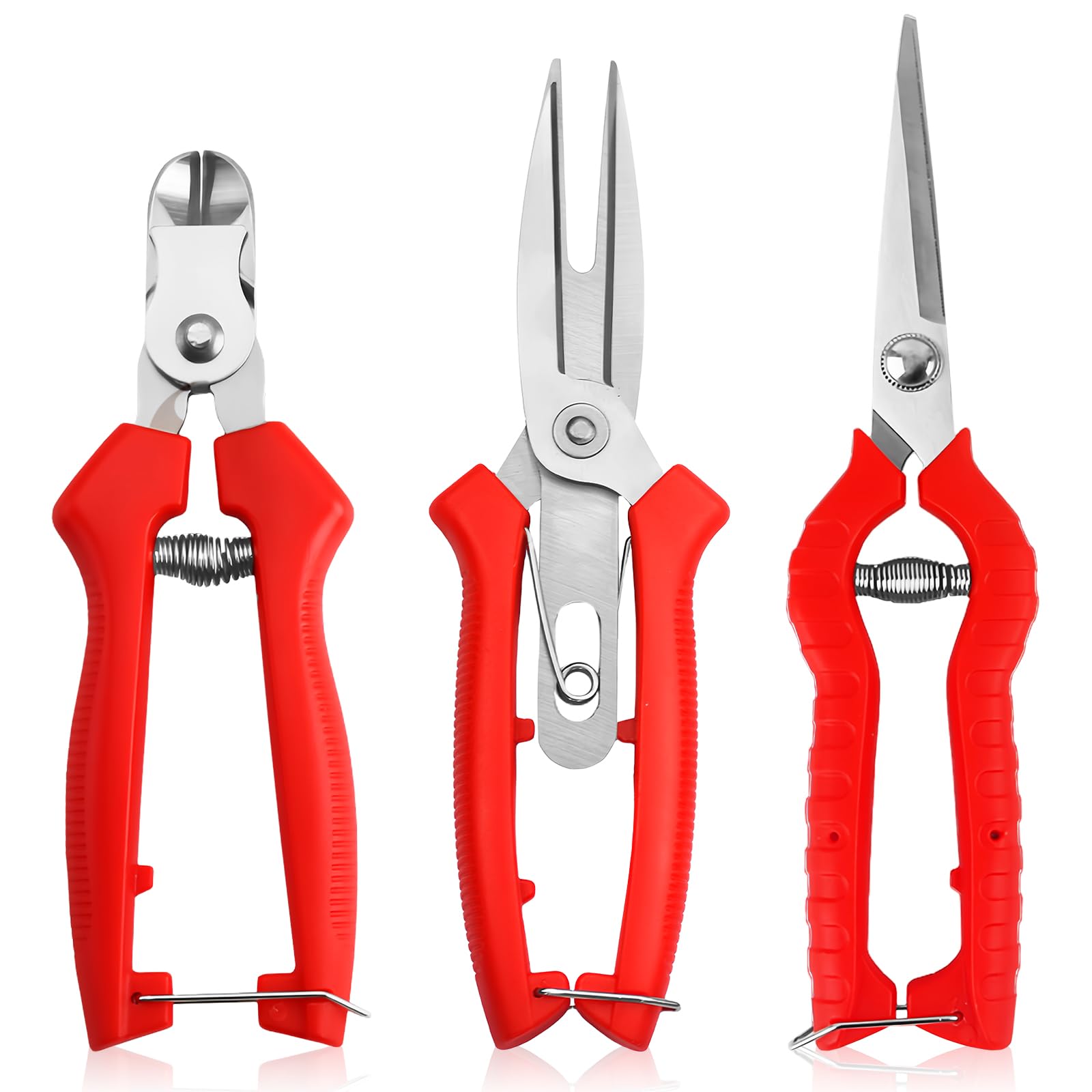 Zestaw 3 nożyc ogrodowych do przycinania róż i drzew - stal nierdzewna