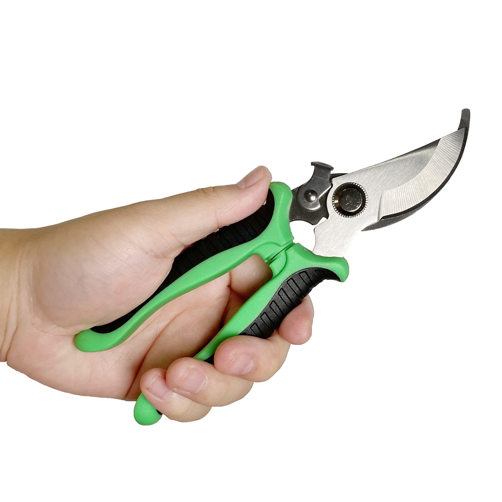 Profesjonalny sekator ogrodowy antypoślizgowy z uchwytem blokującym - do przycinania roślin ogrodowych (zielony) - obrazek 3