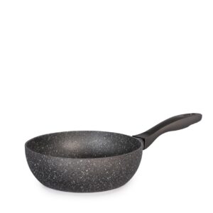 H&H Stone Grey Wok Aluminium z powłoką nieprzywierającą kamień, 20 cm,