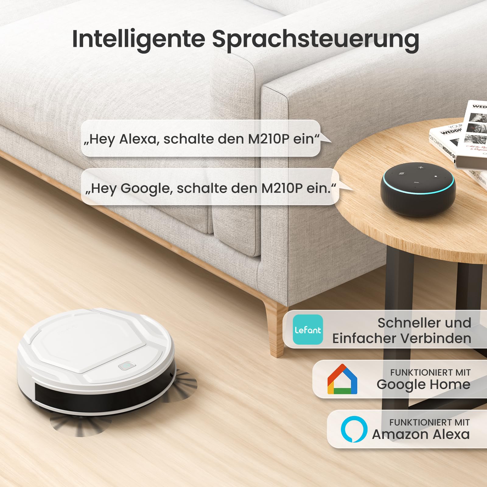 Robot odkurzający LEFANT 79 mm sterowany aplikacją, cicha praca, kompatybilny z Alexa, profesjonalna dysza ssąca, idealny do sierści zwierząt - SEO optymalizacja - obrazek 3