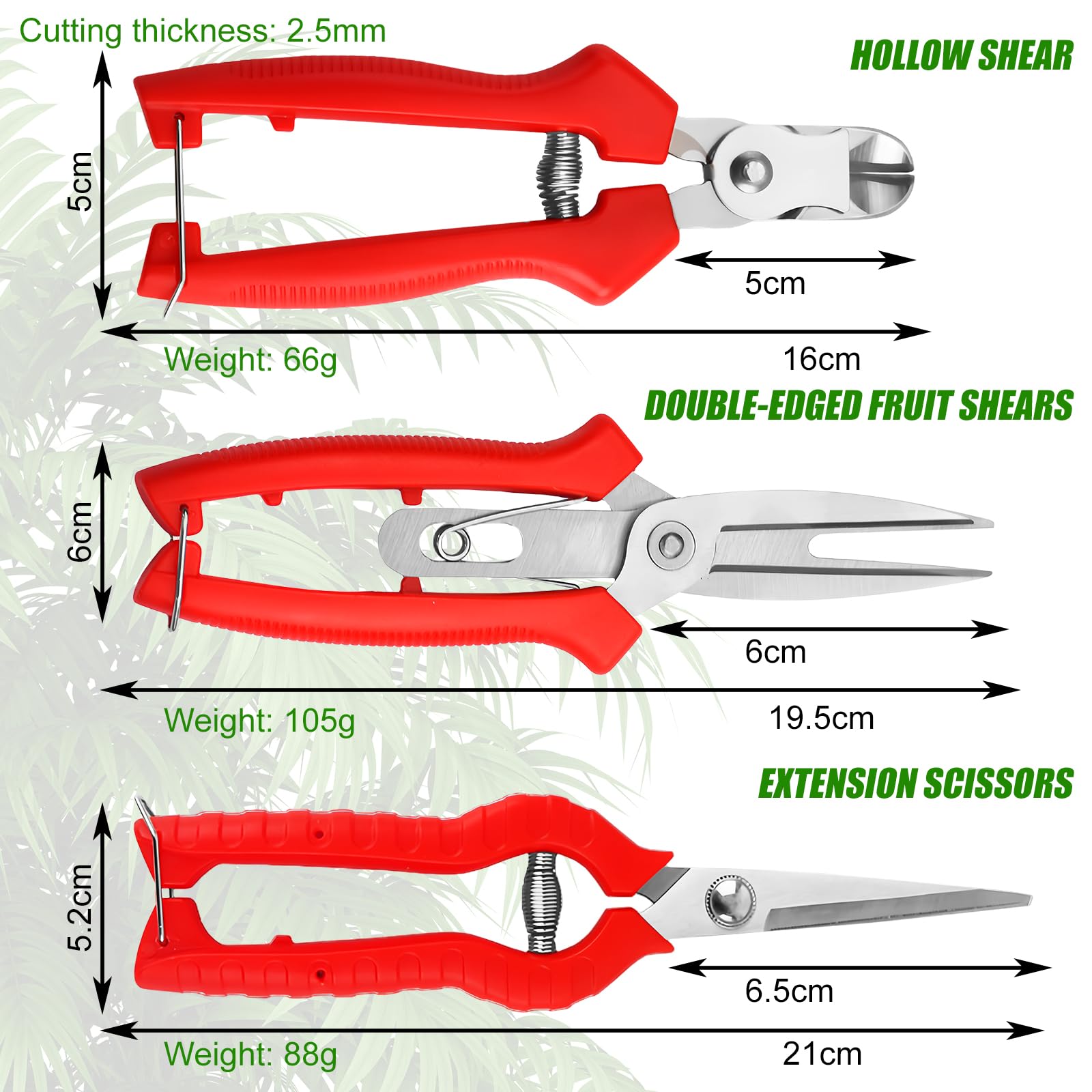 Zestaw 3 nożyc ogrodowych do przycinania róż i drzew - stal nierdzewna - obrazek 7