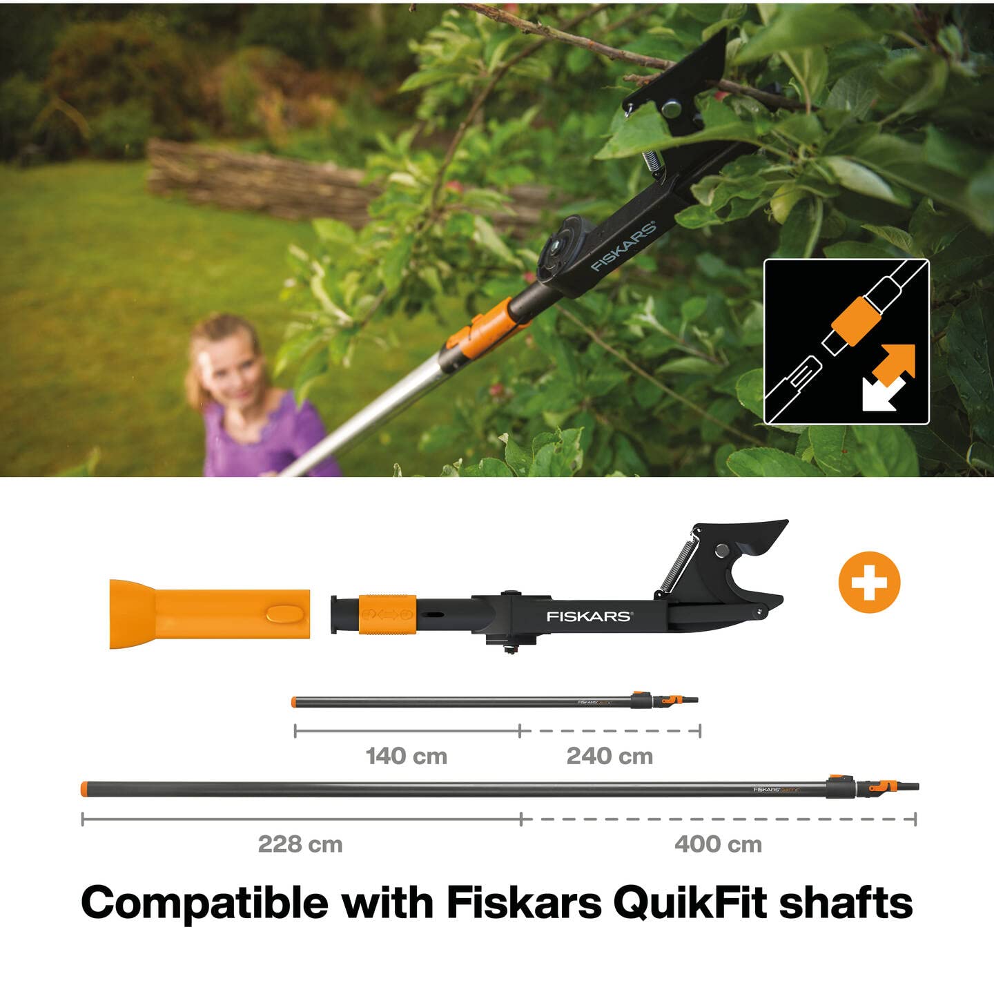 Fiskars Quikfit Sekator Ogrodniczy, Czarny/Pomarańczowy, Ø 3,2 cm - obrazek 7