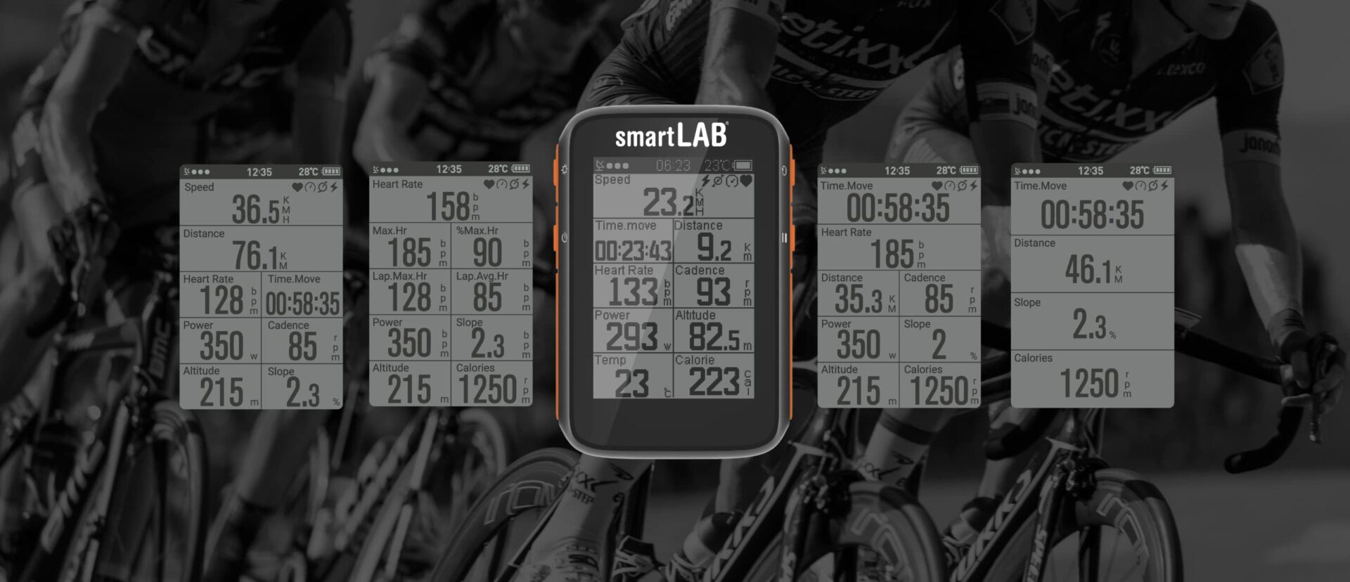 SmartLAB bike1 GPS komputer rowerowy z funkcją ANT i Bluetooth - duży wyświetlacz LCD 24 cala, licznik kilometrów i prędkościomierz rowerowy - obrazek 5