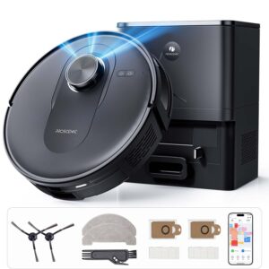 Proscenic Q8 Max - Robot odkurzający ze stacją ssącą 4200 Pa, 200 min, inteligentna nawigacja laserowa, 5 map, do podłóg, dywanów, sierści zwierząt