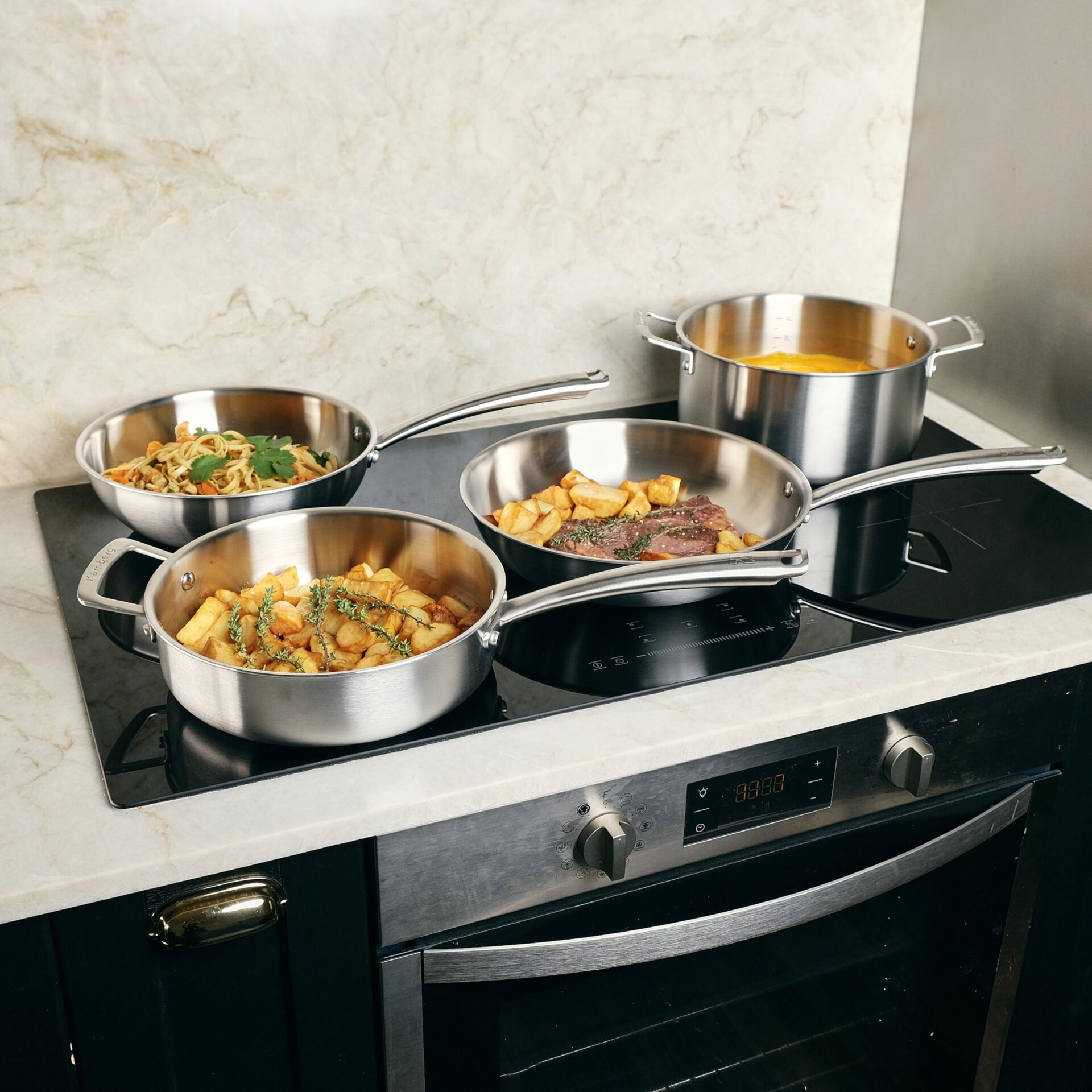 KAMBERG - Wok Ø24 cm ze stali nierdzewnej 18/10 Triply - bez PFAS - Po - obrazek 2