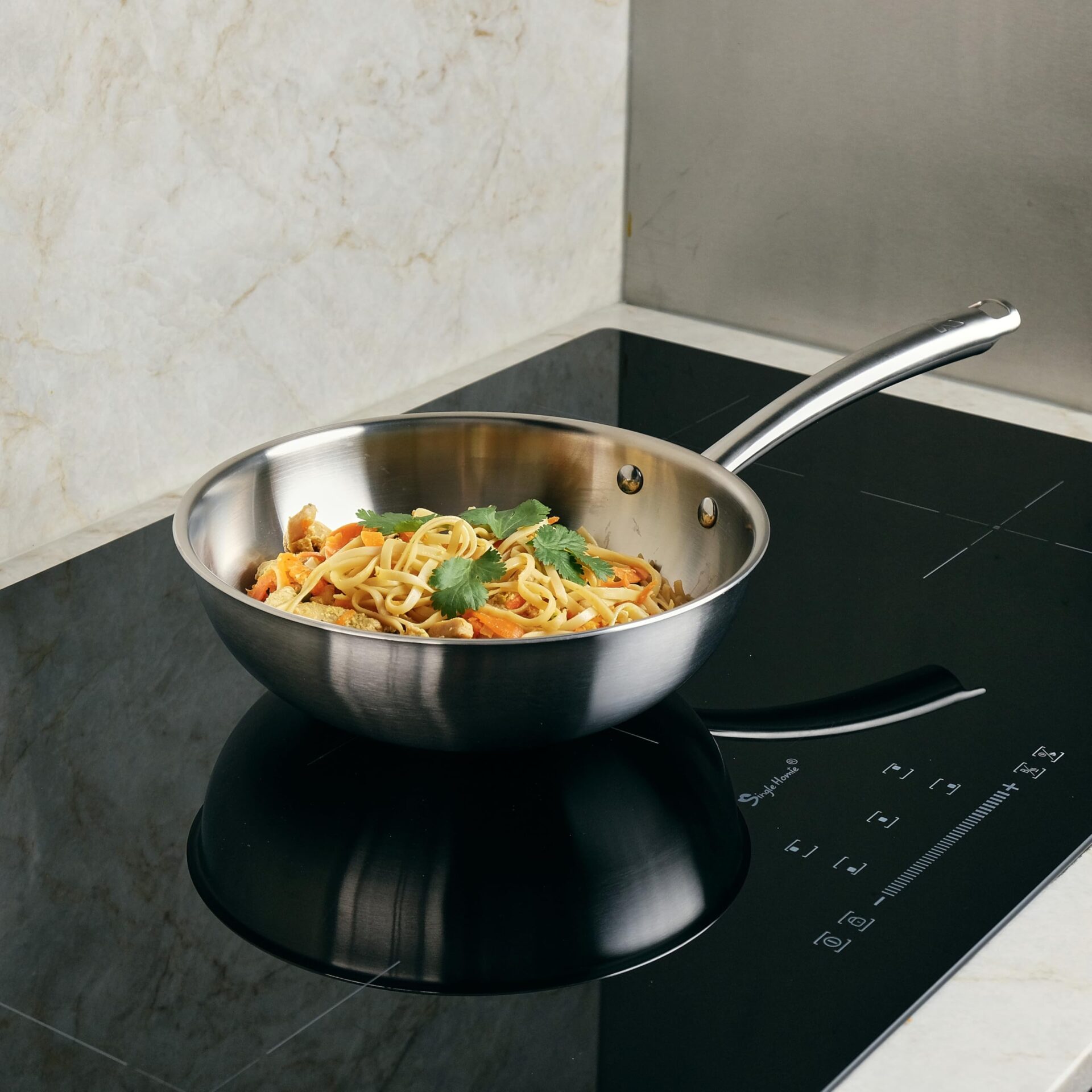 KAMBERG - Wok Ø24 cm ze stali nierdzewnej 18/10 Triply - bez PFAS - Po - obrazek 9