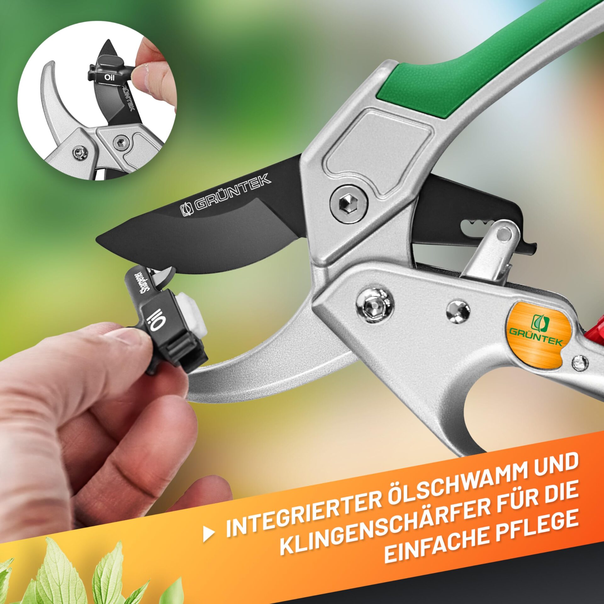 GRÜNTEK Condor Sekatory z grzechotką, 200 mm, ostrze SK5, cięcie 20 mm - obrazek 2