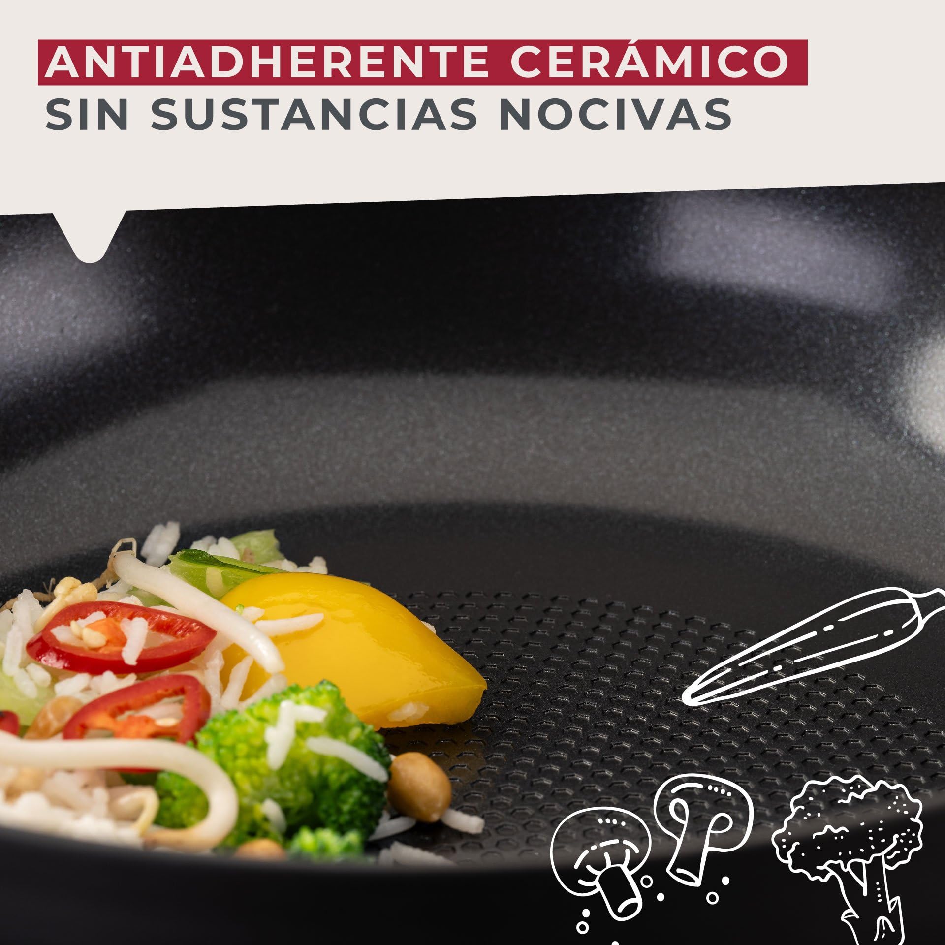 Fackelmann Statement patelnia wok 28 cm - ceramiczna patelnia wok - pa - obrazek 5