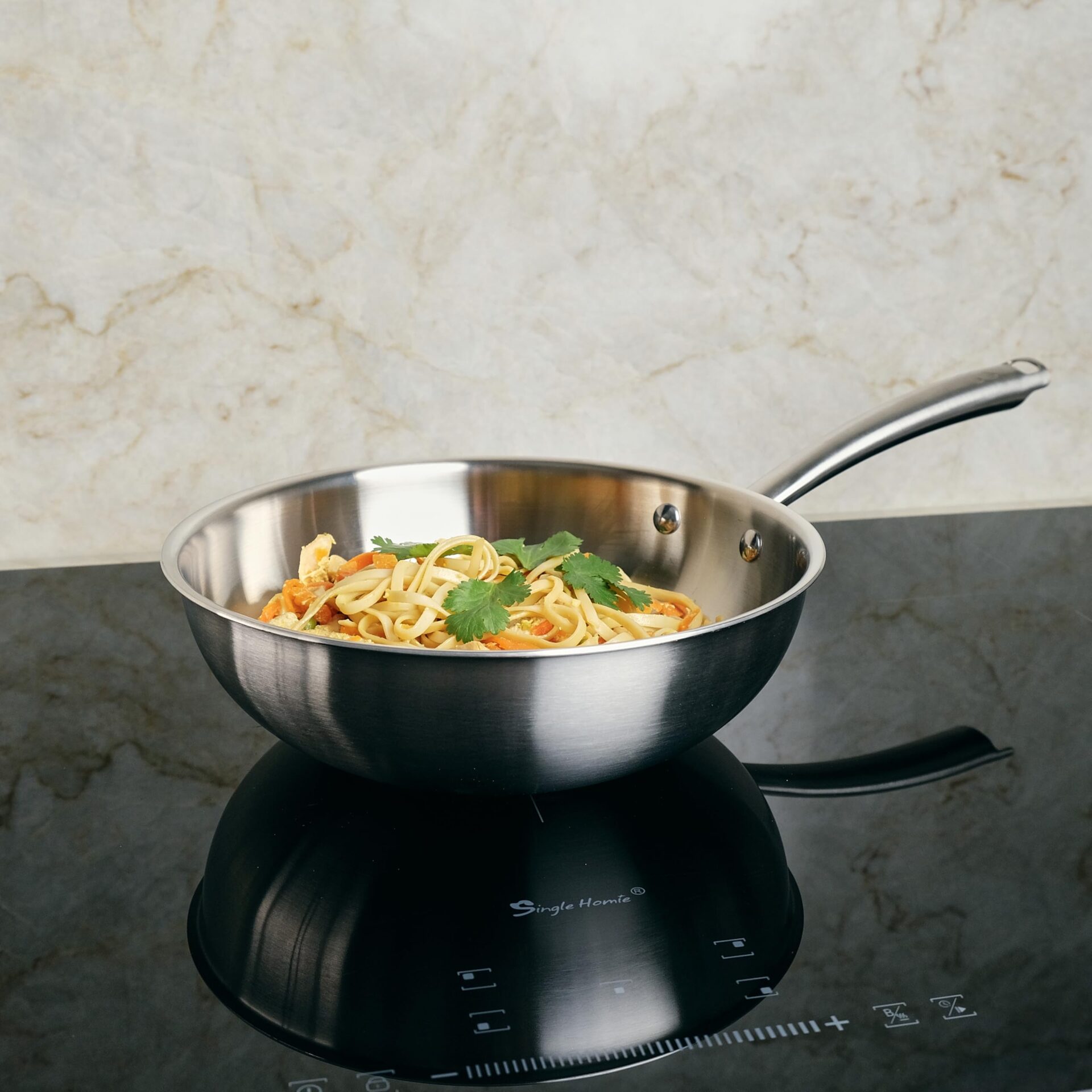 KAMBERG - Wok Ø24 cm ze stali nierdzewnej 18/10 Triply - bez PFAS - Po - obrazek 7