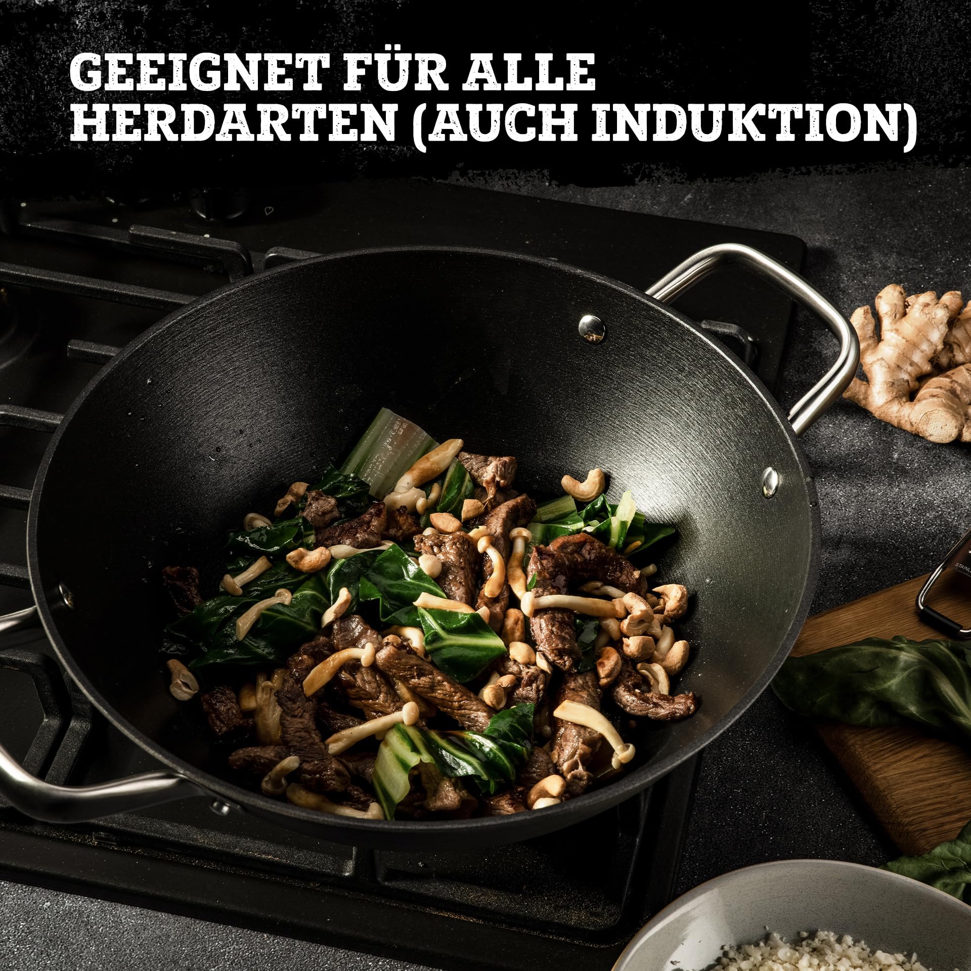 FMProfessional Force Wok z żeliwa 32 cm - patelnia wok z Optymalnej ja - obrazek 6