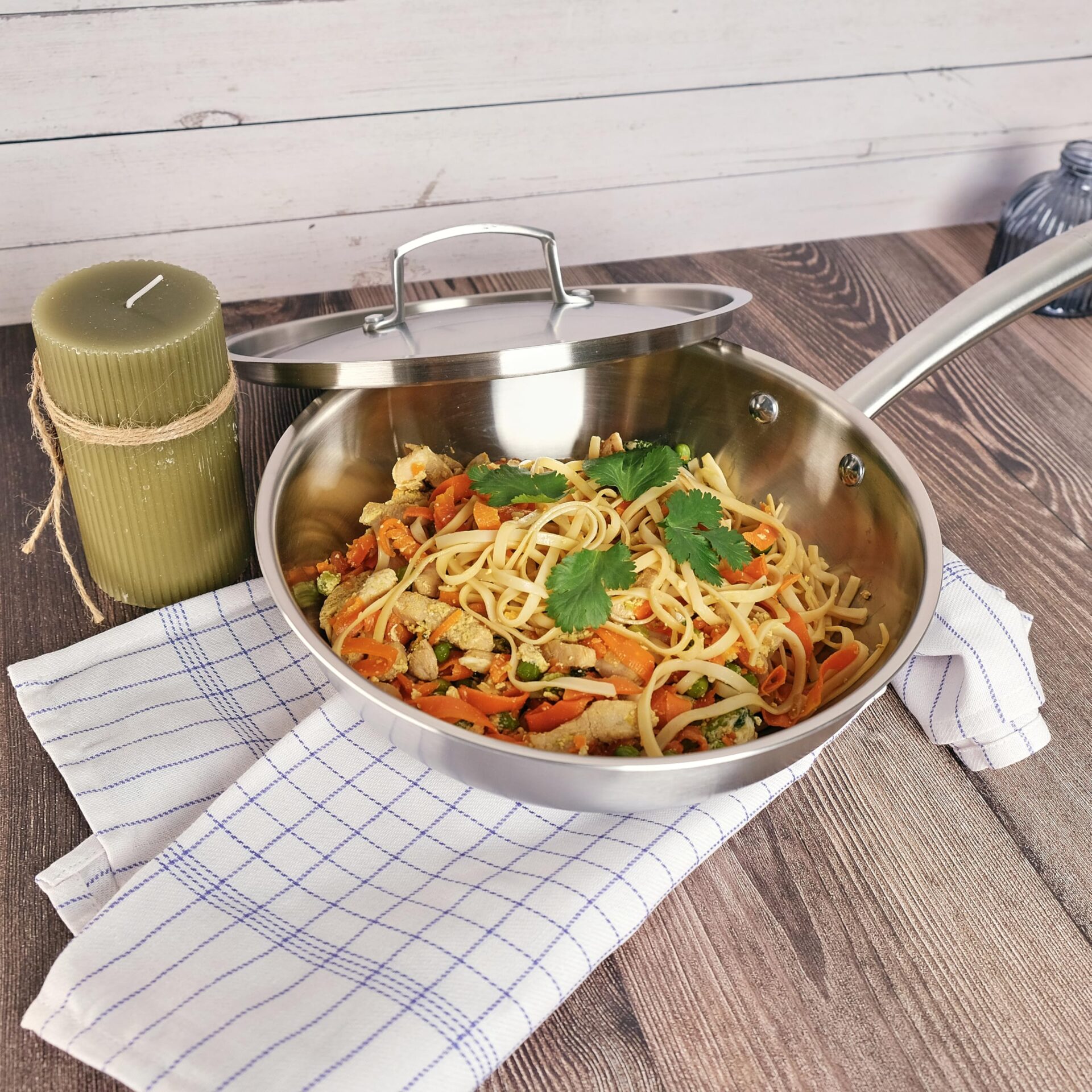 KAMBERG - Wok Ø24 cm ze stali nierdzewnej 18/10 Triply - bez PFAS - Po - obrazek 4