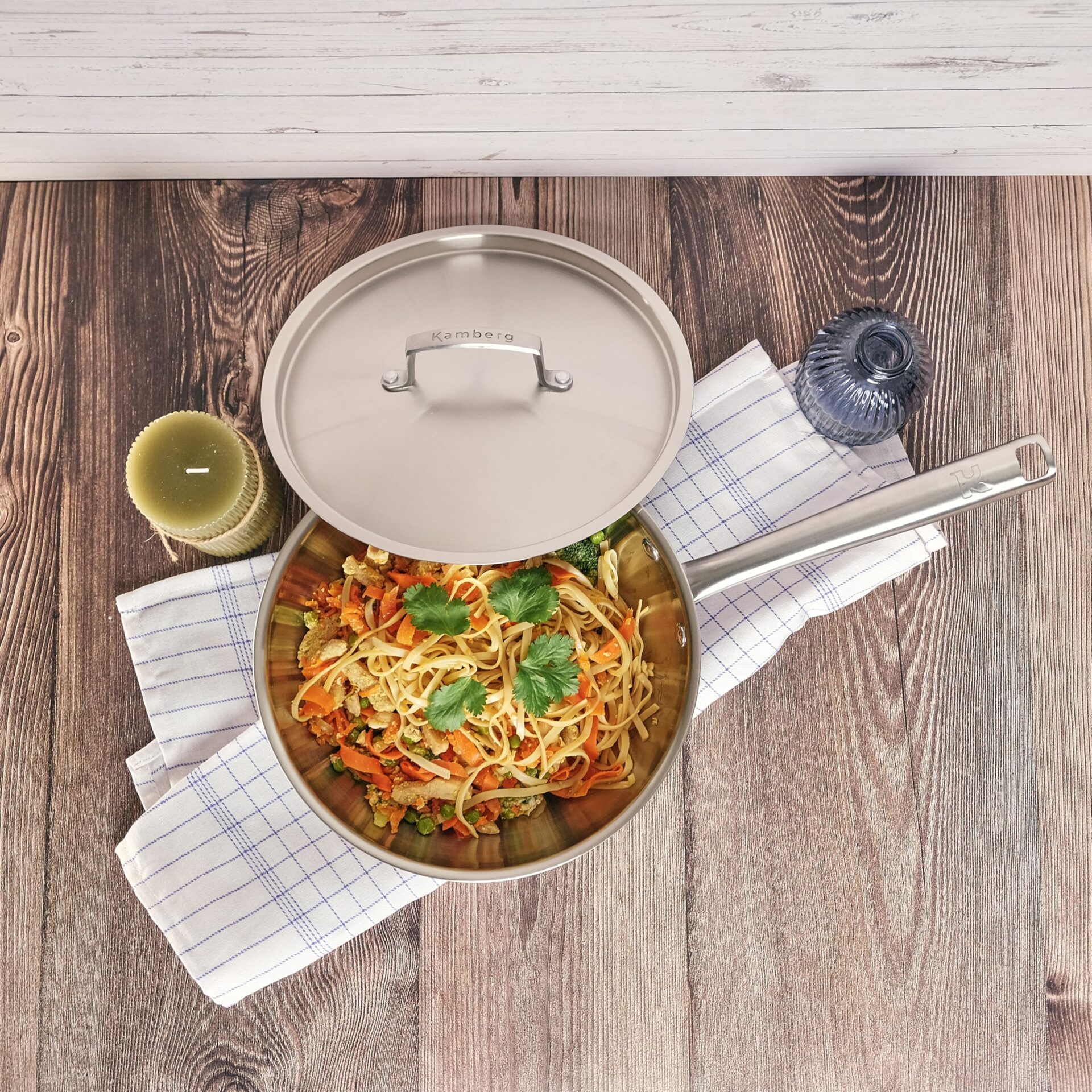 KAMBERG - Wok Ø24 cm ze stali nierdzewnej 18/10 Triply - bez PFAS - Po - obrazek 6