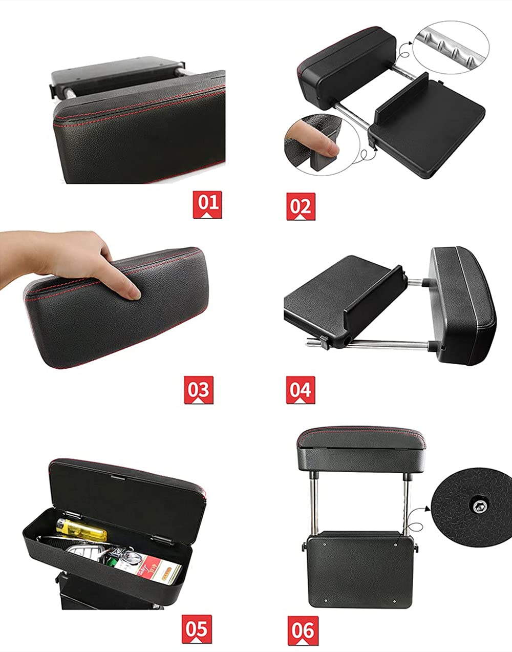 Podłokietnik samochodowy Qirc - ochraniacz na konsolę środkową, przedłużacz łokcia i przedramienia, podparcie nadgarstka - czarna - obrazek 5