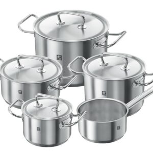 ZWILLING Kochtopf-Set, 5-tlg., 4 Deckel, Induktionsgeeignet, Edelstahl