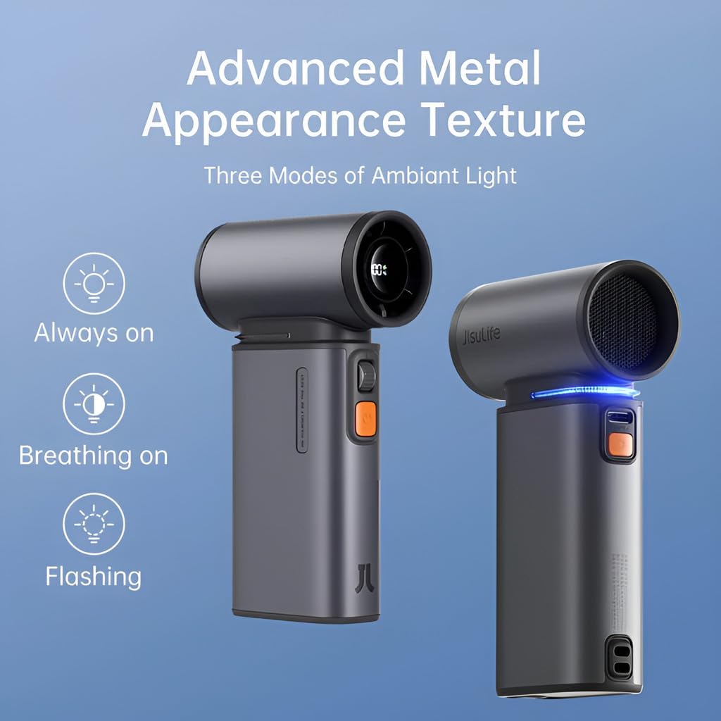 JISULIFE Przenośny ręczny wentylator turbo, 100 prędkości, regulowany - obrazek 4