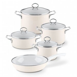 RIESS, 0558-011, zestaw emaliowy, NOUVELLE AVORIO EXTRA MOCNY, 5-częśc