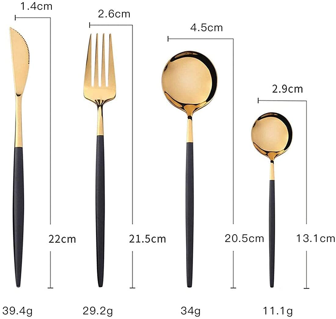 16-częściowy zestaw sztućców w kolorze złotym, czarnym, zestaw sztućcó - obrazek 7