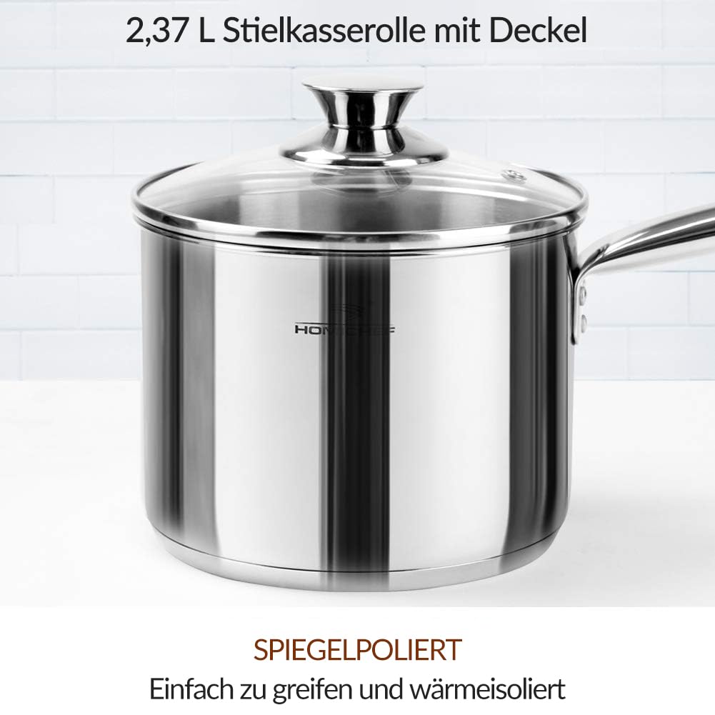 HOMI Chef 14-częściowy zestaw garnków ze stali nierdzewnej – zdrowe naczynia kuchenne - obrazek 4
