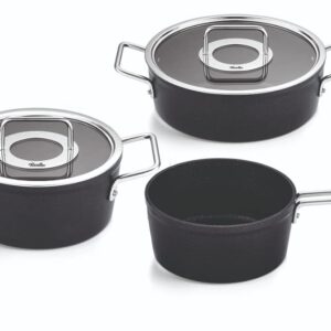 Fissler Adamant Zestaw 3-Częściowy: Garnek Aluminiowy Indukcyjny z Pokrywką
