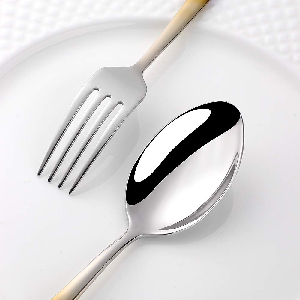 Sztućce ze stali nierdzewnej tęczowy kolorowy uchwyt opalizujące sztuć - obrazek 4