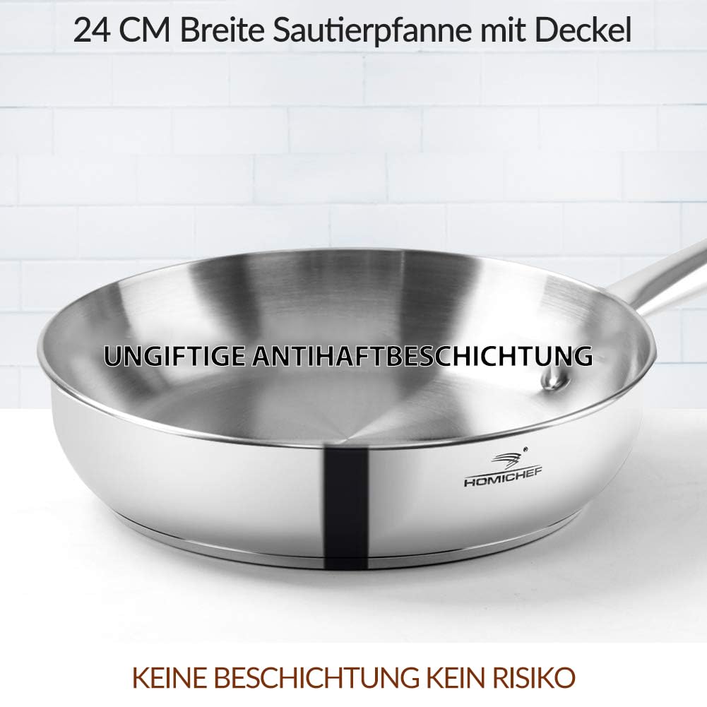 HOMI Chef 14-częściowy zestaw garnków ze stali nierdzewnej – zdrowe naczynia kuchenne - obrazek 5