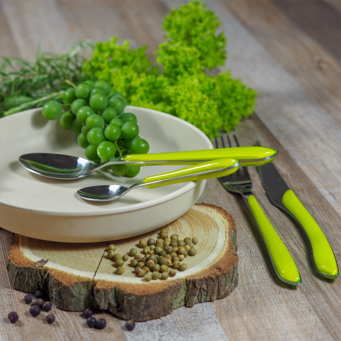 Amefa ECLAT zestaw sztućców, zielony, 24-częściowy zestaw sztućców dla - obrazek 2