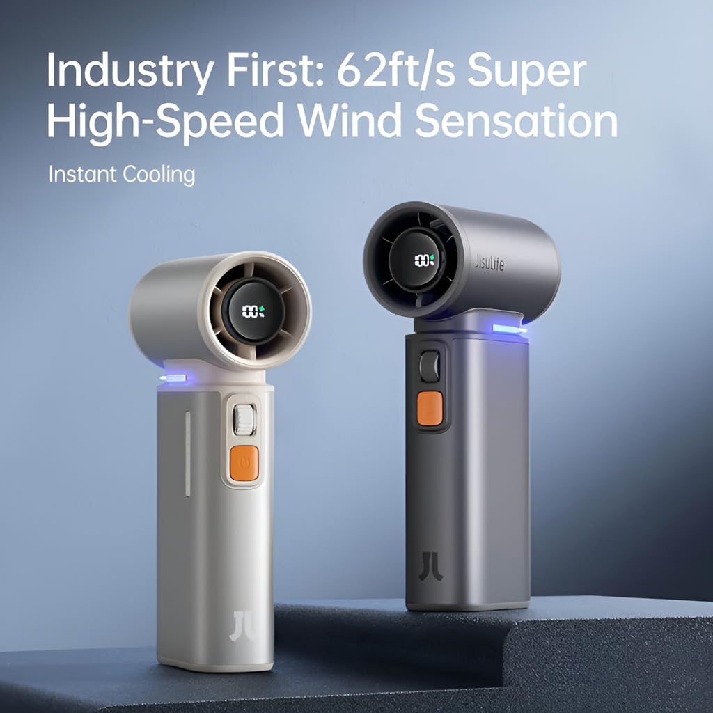 JISULIFE Przenośny ręczny wentylator turbo, 100 prędkości, regulowany - obrazek 2