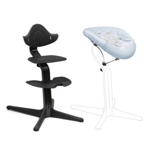 Krzesełko Stokke Nomi (czarne) z zestawem dla noworodka (czarny/szaro-