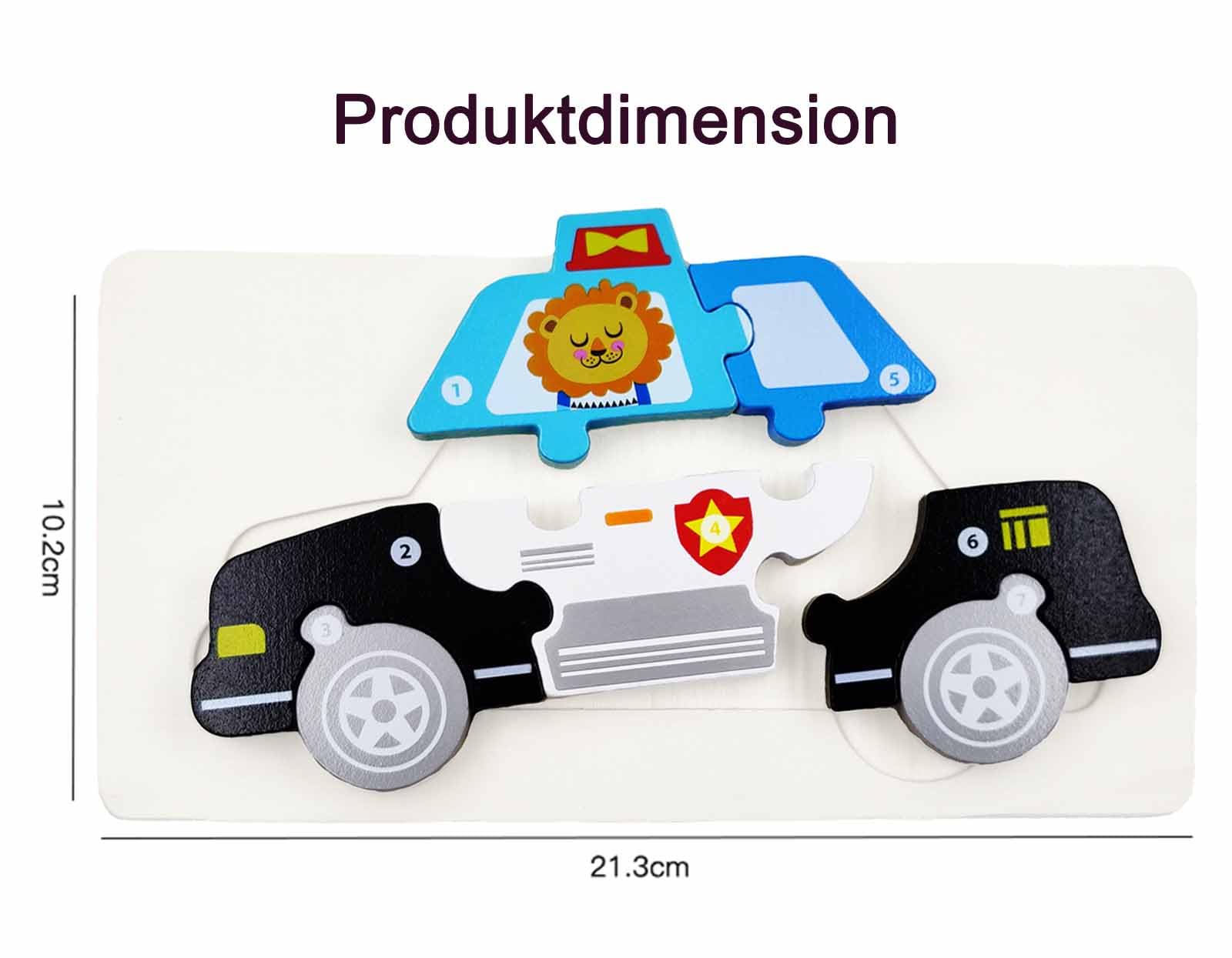 Drewniane Puzzle Montessori Dr. MUYA - Samochody Strażacki i Policyjny 3-5 lat - obrazek 4