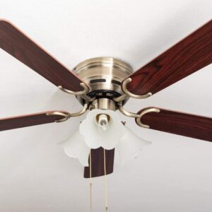 Wentylator sufitowy Pepeo Kisa Deluxe 105 cm mosiądz, drewno różane, oświetlenie