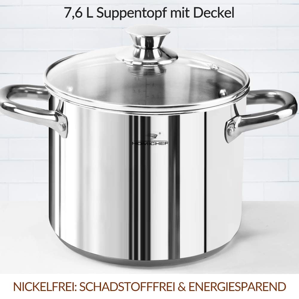 HOMI Chef 14-częściowy zestaw garnków ze stali nierdzewnej – zdrowe naczynia kuchenne - obrazek 6