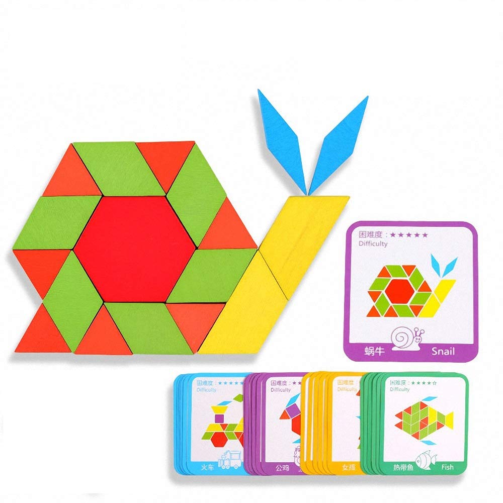 Tangram Montessori puzzle dziecięce, geometryczne kształty - puzzle z - obrazek 3