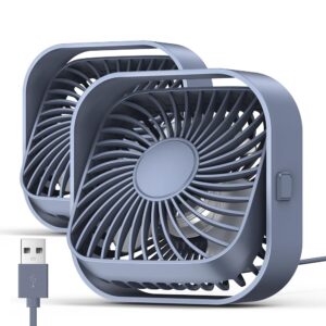 TOPK Wentylator biurkowy USB 2 sztuki - cichy, 3-biegowy, 360° chłodzenie