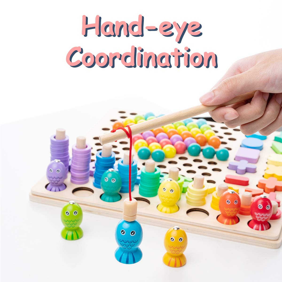 Drewniana zabawka Montessori z klipsem – edukacyjne puzzle dla dzieci - obrazek 6