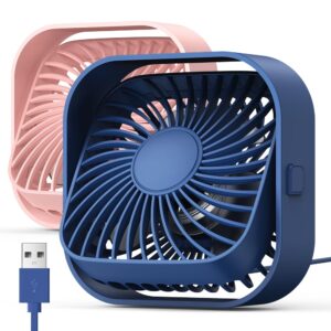 TOPK Wentylator biurkowy USB 3-biegowy, cichy, obrotowy 360° do biura