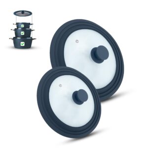 M.S.N Zestaw 2 uniwersalnych pokrywek szklanych, 2-częściowy, garnki i