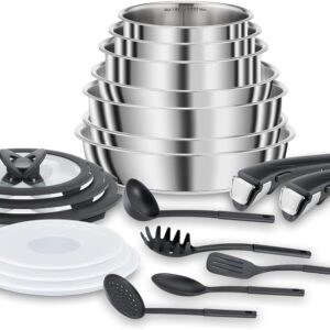 Lagostina Ingenio Inox – Zestaw garnków i patelni indukcyjnych 18/10 szary