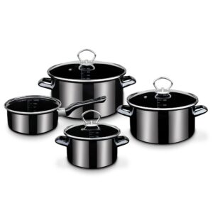 Gsw Zestaw Garnków, Emalia, Czarny, 4 Sztuki