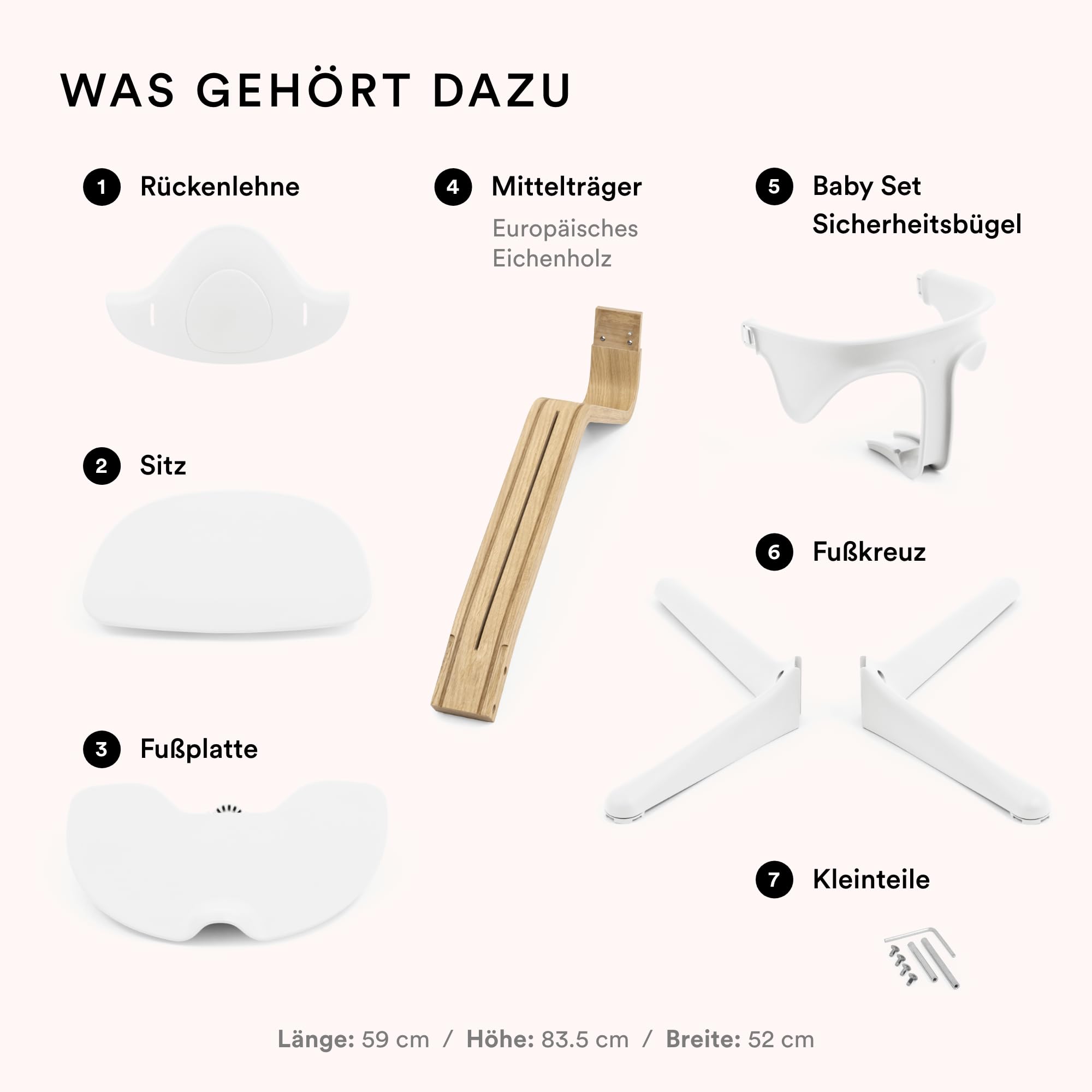 Dębowe krzesełko Stokke Nomi z zestawem dla niemowląt, czarne - inspir - obrazek 7