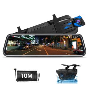 Jansite 25.4 cm lustrzana kamera samochodowa 1080p z podwójną kamerą