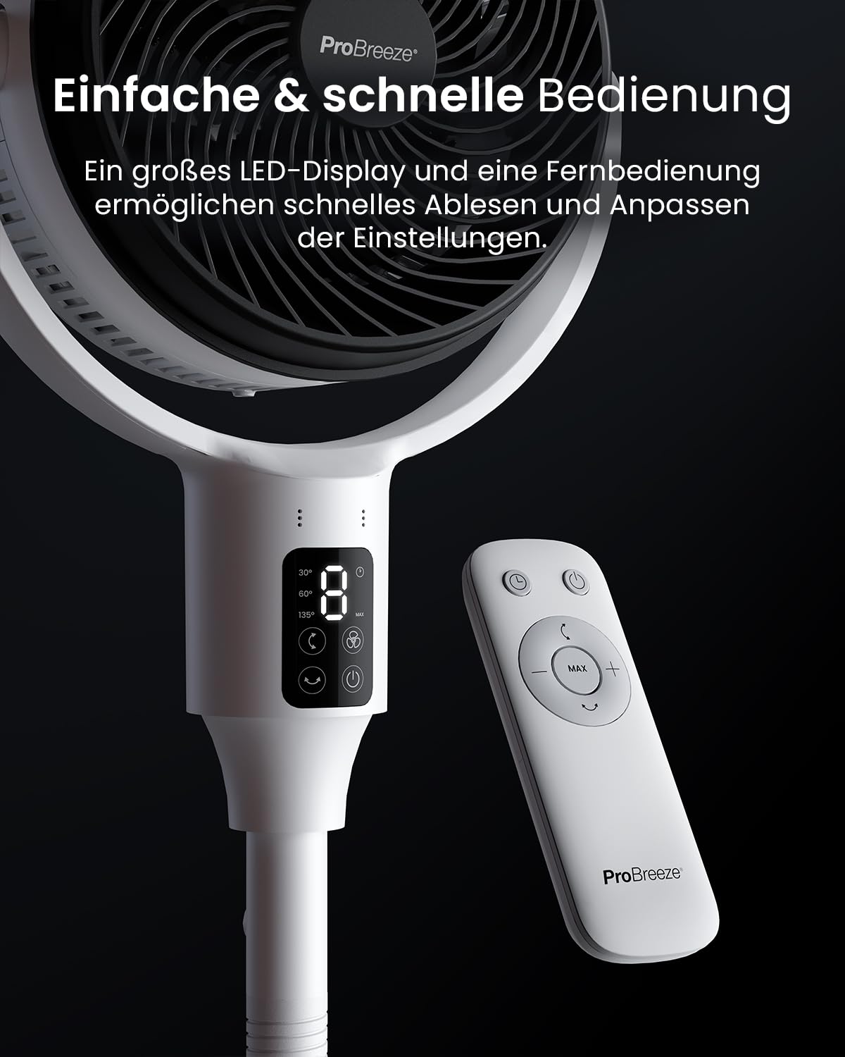 Wentylator kolumnowy Pro Breeze 109 cm - 29 dB Supercichy - Wyświetlac - obrazek 5